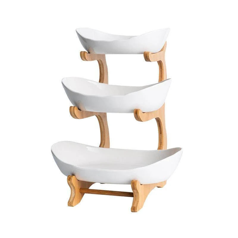 Fruit Serving Stand Multi-Tier Bamboo Support