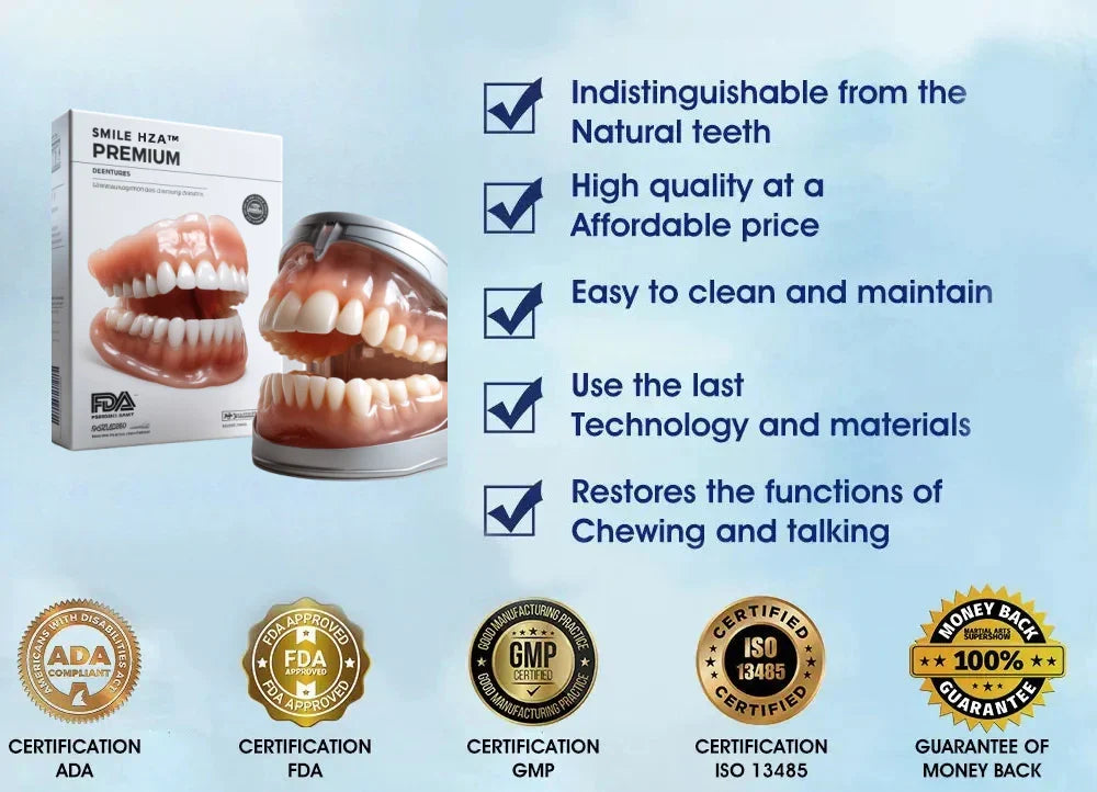 Full Denture Set Moldable Custom-Fit Upper and Lower