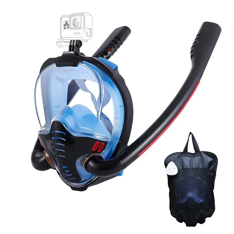 Full-Face Snorkel Mask 180 Degree Panoramic HD Dual-Tube Airflow