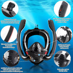 Full-Face Snorkel Mask 180 Degree Panoramic HD Dual-Tube Airflow
