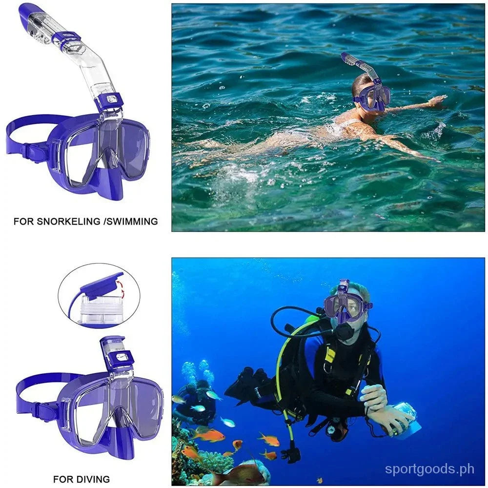 Full-Face Snorkel Mask Dry-Top Anti-Fog 180° Panoramic View
