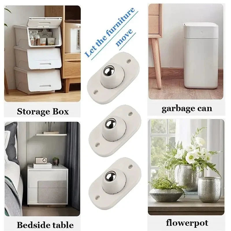Furniture Rollers Self-Adhesive 360° Swivel Set of 8