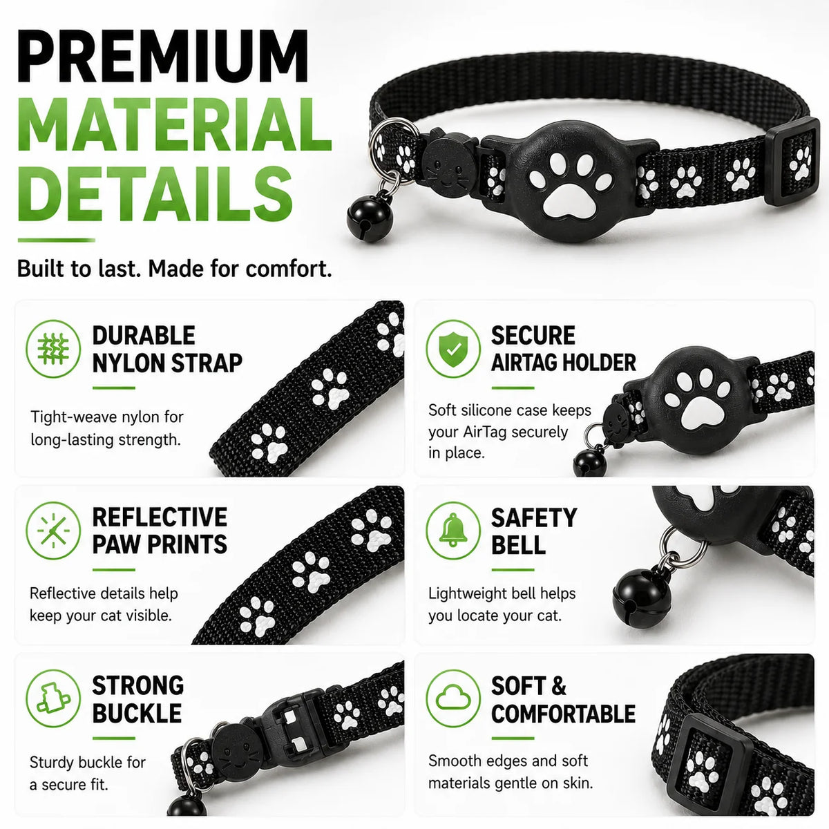 GPS Cat Collar Real-Time Tracking Reflective Water-Resistant Silicone