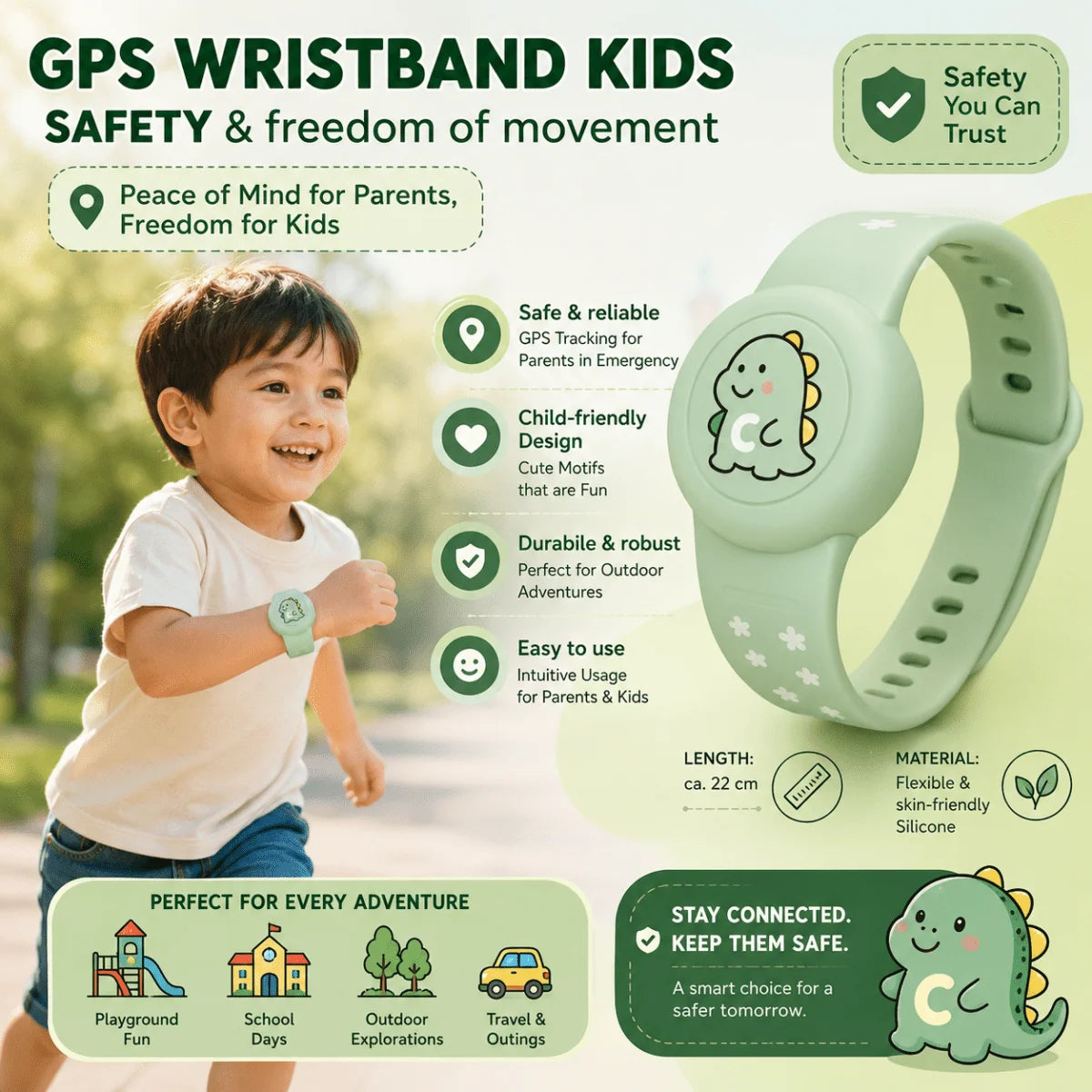 GPS Wristband For Kids Real-Time Tracking Adjustable Fit