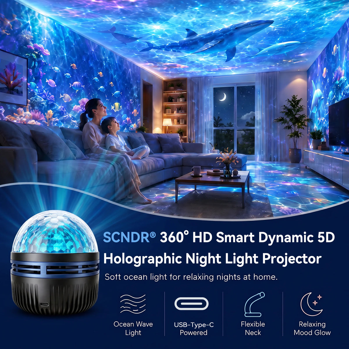 Galaxy Projector Night Light 360° Gooseneck USB Powered