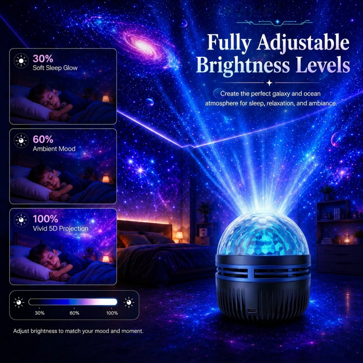 Galaxy Projector RGBW LED Flexible 360° Gooseneck USB Powered