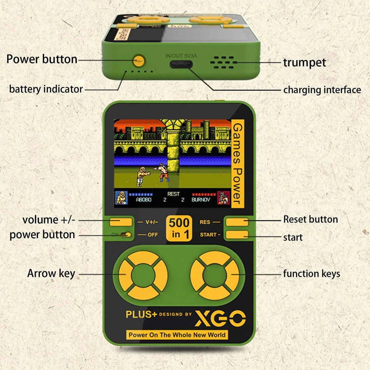 Game Console Power Bank 500 Built-In Games Magnetic Charging