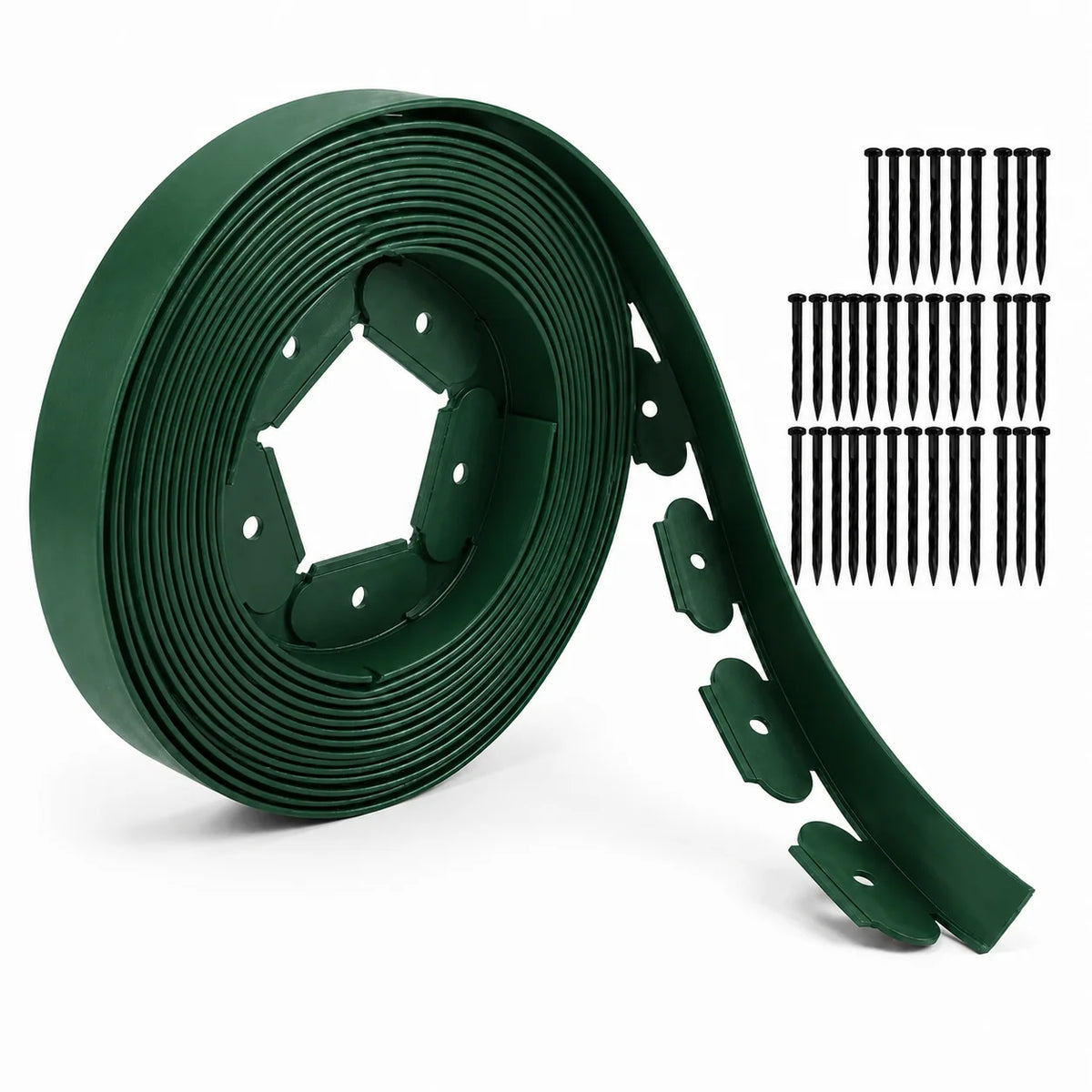 Garden Edging Border Flexible No-Dig With 30 Stakes