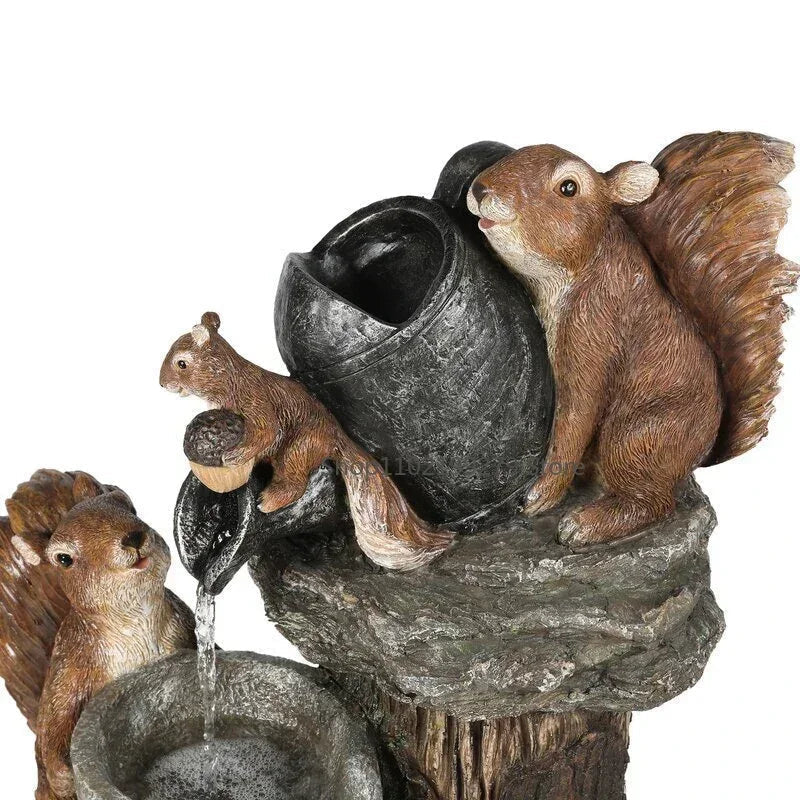 Garden Figurine Duck & Squirrel Weather-Resistant Resin