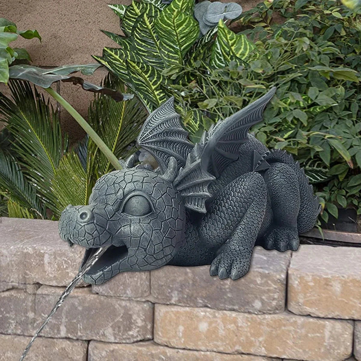 Garden Fountain Dragon Spouting Resin 30cm
