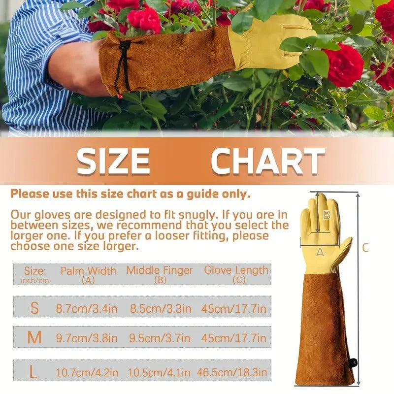 Garden Gloves Extended Forearm Coverage Adjustable Cuffs