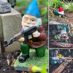 Garden Gnome Statue Armed Soldier Hand-Painted Resin Weather-Resistant