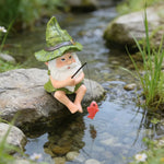 Garden Gnome Statue Resin Fishing Design Outdoor Decor