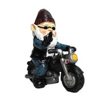Garden Gnome Statue Resin Motorcycle Rider Outdoor Decor