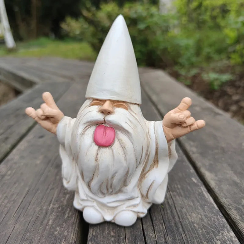 Garden Gnome Statue Resin Tongue-Out Design Outdoor Decor