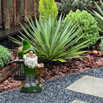 Garden Gnome Statue Solar-Powered Lantern Lightweight Plastic