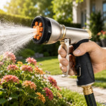 Garden Hose Nozzle Metal 9 Spray Patterns Trigger Lock