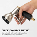 Garden Hose Nozzle Metal 9 Spray Patterns Trigger Lock