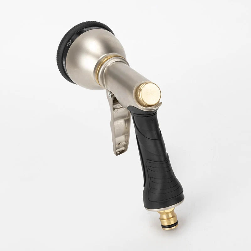 Garden Hose Nozzle Metal 9 Spray Patterns Trigger Lock