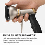 Garden Hose Nozzle Metal 9 Spray Patterns Trigger Lock