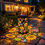 Garden Lantern Solar-Powered Sunflower Projection Dusk-To-Dawn Light
