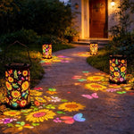 Garden Lantern Solar-Powered Sunflower Projection Dusk-To-Dawn Light