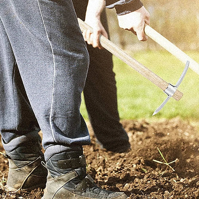 Garden Mattock Pick Double-Headed Stainless Steel Wood Handle