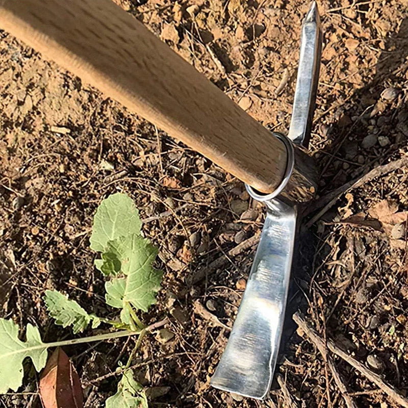 Garden Mattock Pick Double-Headed Stainless Steel Wood Handle