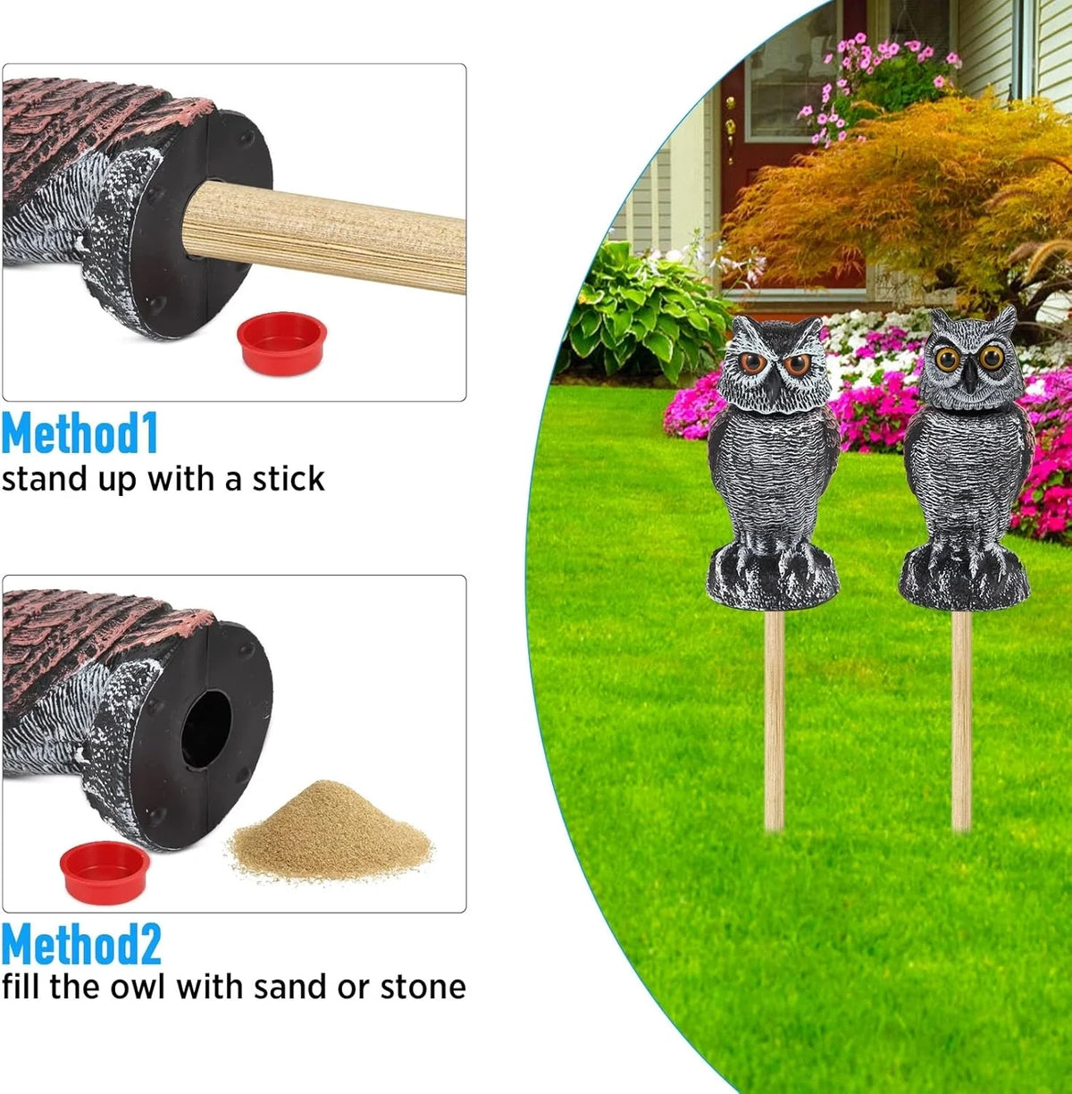 Garden Owl Decoy Wind-Powered Rotating Head 2-Pack