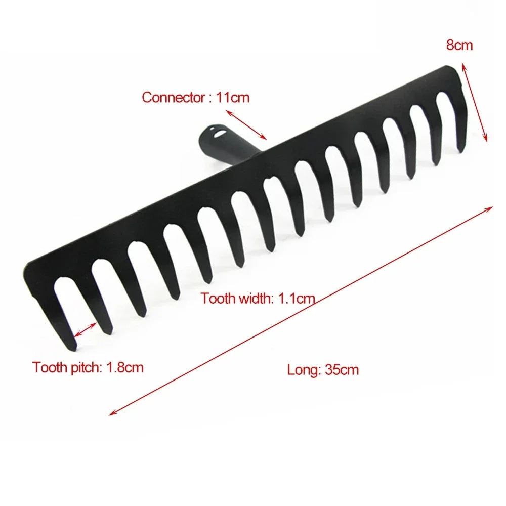 Garden Rake 14 Tines High Carbon Steel & Rust Resistant