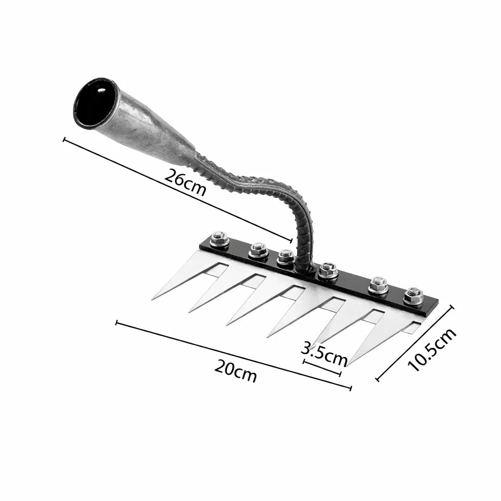 Garden Rake Head Iron Multi-Tine Weeding & Soil Aeration