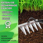 Garden Rake Steel Pointed Tines for Weeding and Soil Loosening