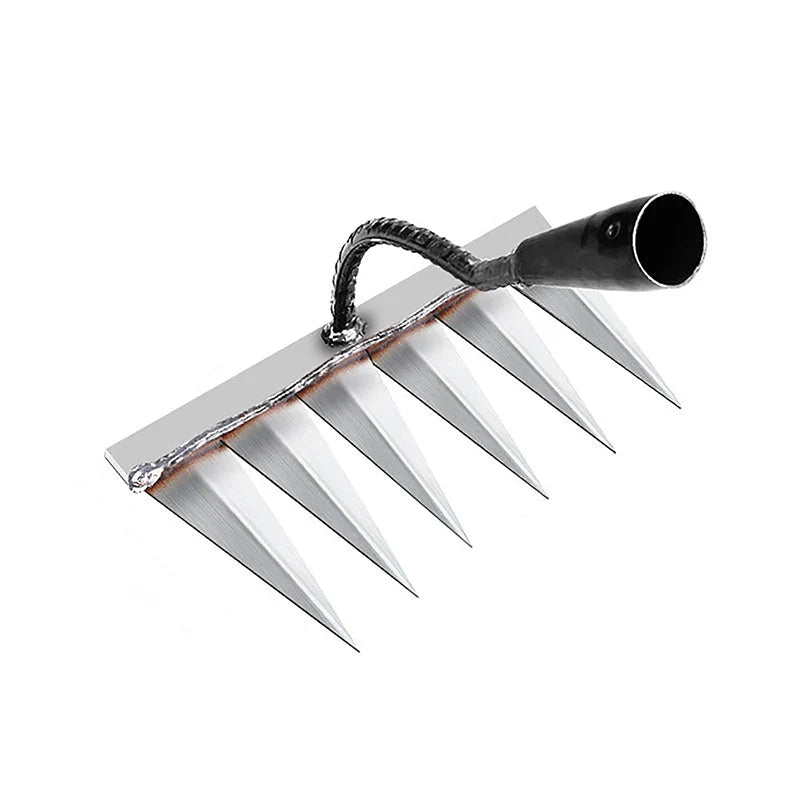 Garden Rake Steel Pointed Tines for Weeding and Soil Loosening