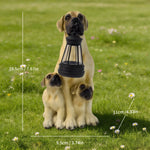 Garden Sculpture Dog Design Solar-Powered LED Lantern Weather-Resistant Resin