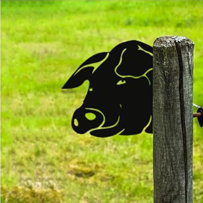 Garden Sculpture Metal Rust-Proof Peeking Animal Design