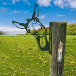 Garden Sculpture Metal Rust-Proof Peeking Animal Design