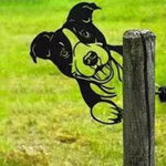 Garden Sculpture Metal Rust-Proof Peeking Animal Design