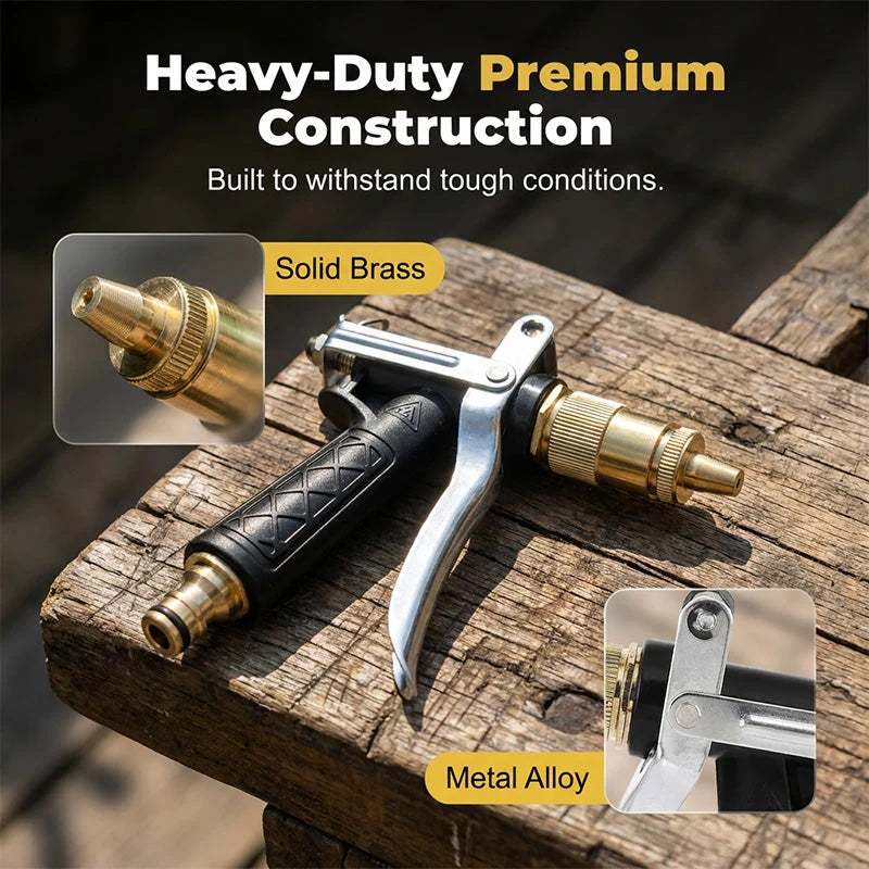 Garden Spray Gun High-Pressure Adjustable Nozzle Ergonomic Trigger Lock