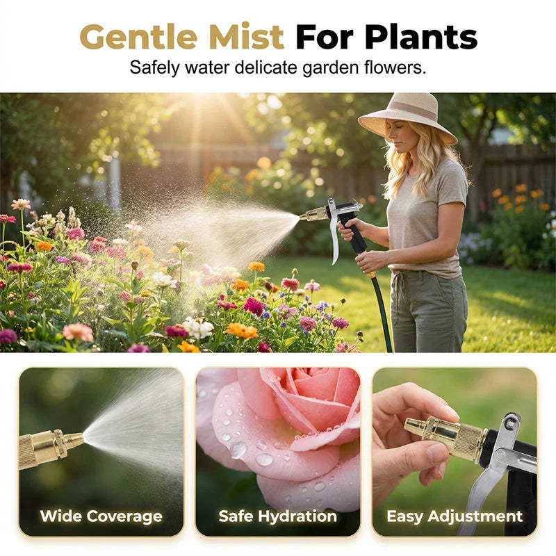 Garden Spray Gun High-Pressure Adjustable Nozzle Ergonomic Trigger Lock