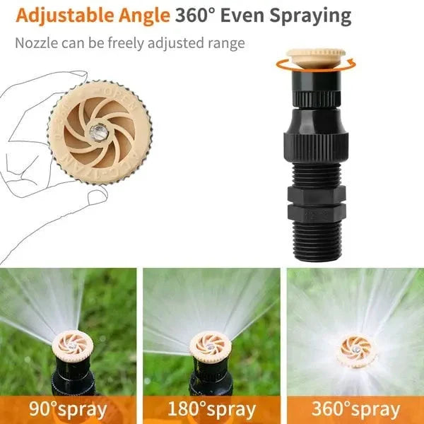 Garden Sprinkler 360° Rotation Adjustable Spray Ground Spike