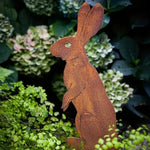 Garden Stake Iron Rustic Rabbit Silhouette Outdoor Decor