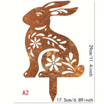 Garden Stake Iron Rustic Rabbit Silhouette Outdoor Decor