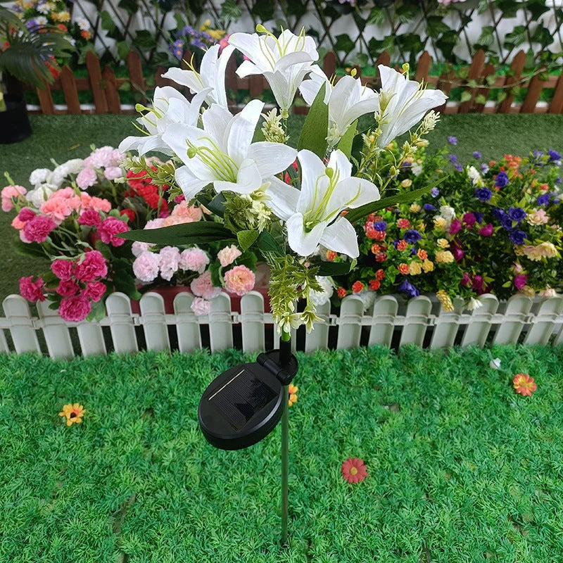 Garden Stake Light Solar-Powered LED Lily lulled