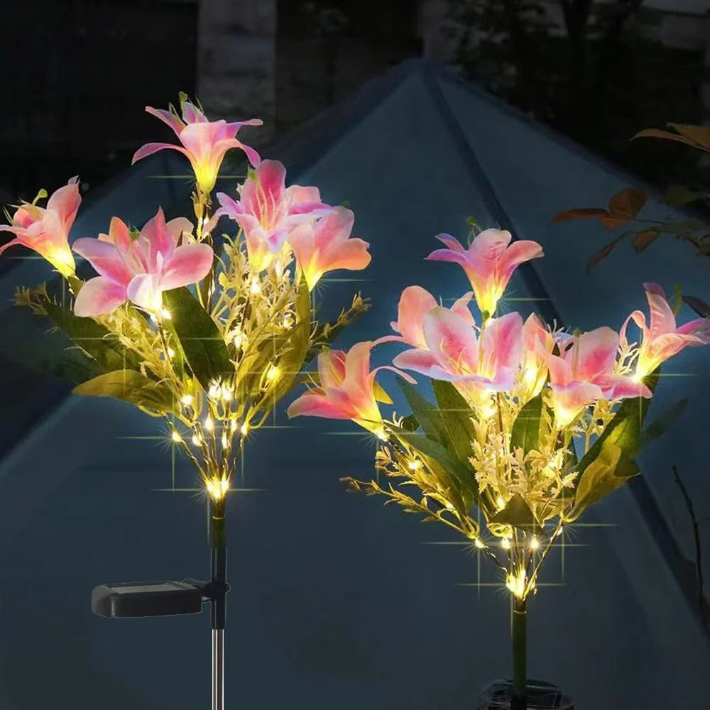 Garden Stake Light Solar-Powered LED Lily lulled
