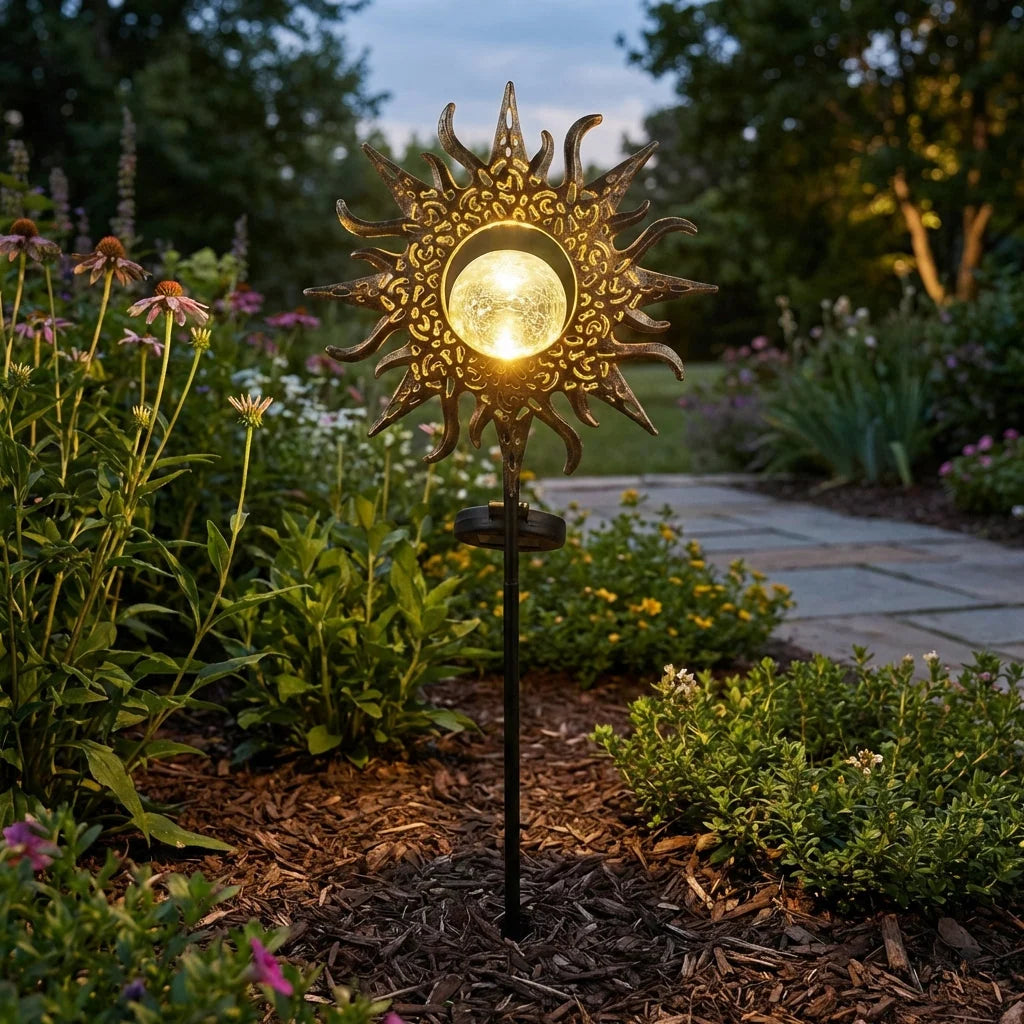 Garden Stake Light Solar-Powered Patterned Projection Iron