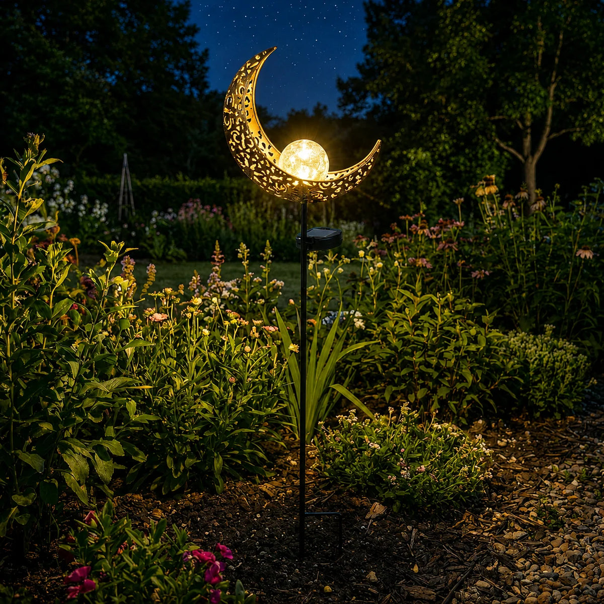 Garden Stake Light Solar-Powered Patterned Projection Iron