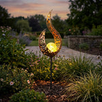 Garden Stake Light Solar-Powered Patterned Projection Iron
