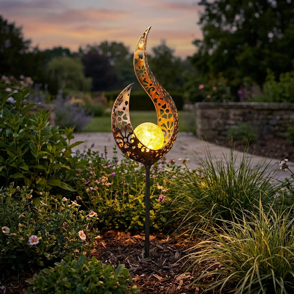 Garden Stake Light Solar-Powered Patterned Projection Iron