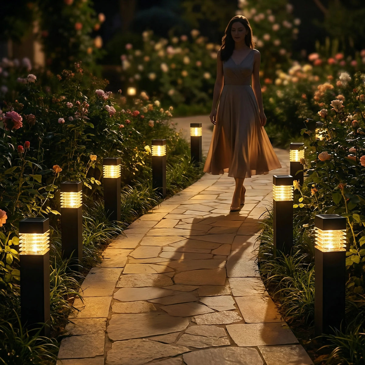 Garden Stake Lights Solar-Powered Automatic Dusk Activation