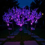 Garden Stake Lights Solar-Powered Lavender Blossoms Dusk-To-Dawn